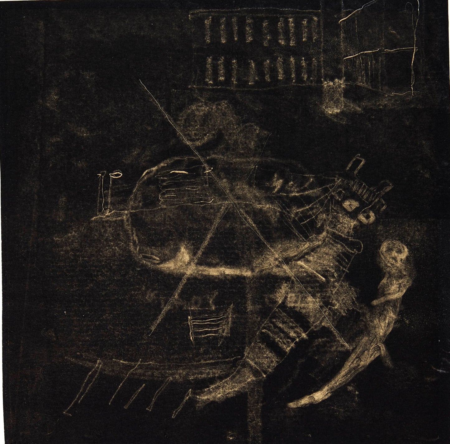 Ancester glyphs in the hold of the Sacramento penal hulk, Hobsons Bay, Victoria, Australia