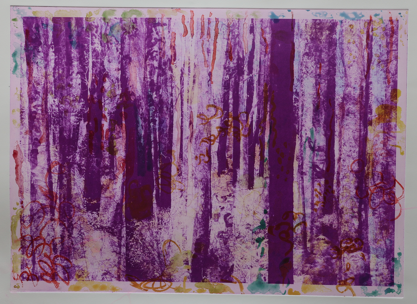 Deep Forest Magenta and watercolour